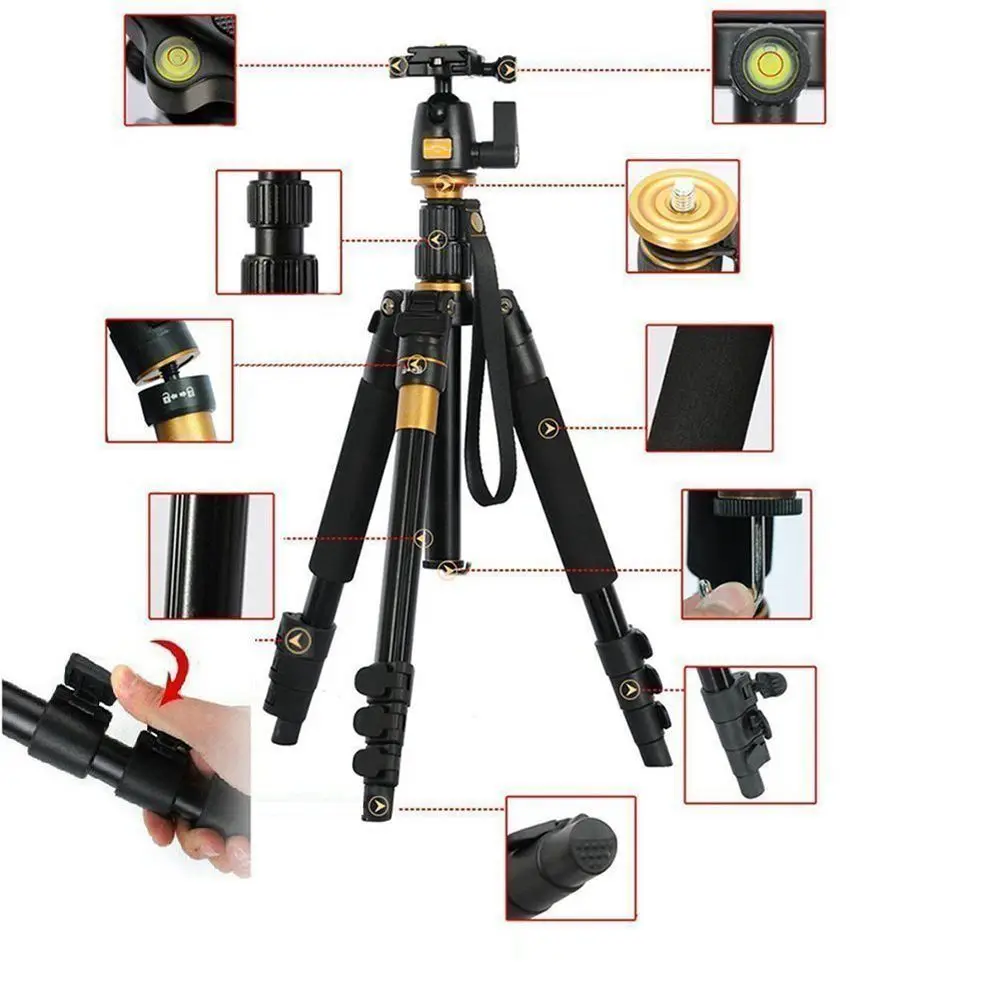 

HOT Professional Portable Magnesium Aluminium Alloy Tripod Monopod & Ball Head For SLR Camera C-anon N-ikon P-etax S-ony Tri