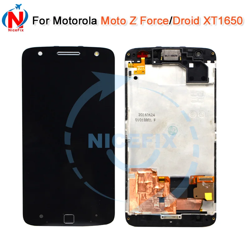 Для Motorola Moto Z Force Droid XT1650 ЖК-дисплей сенсорный экран дигитайзер Рамка Замена для LCD |