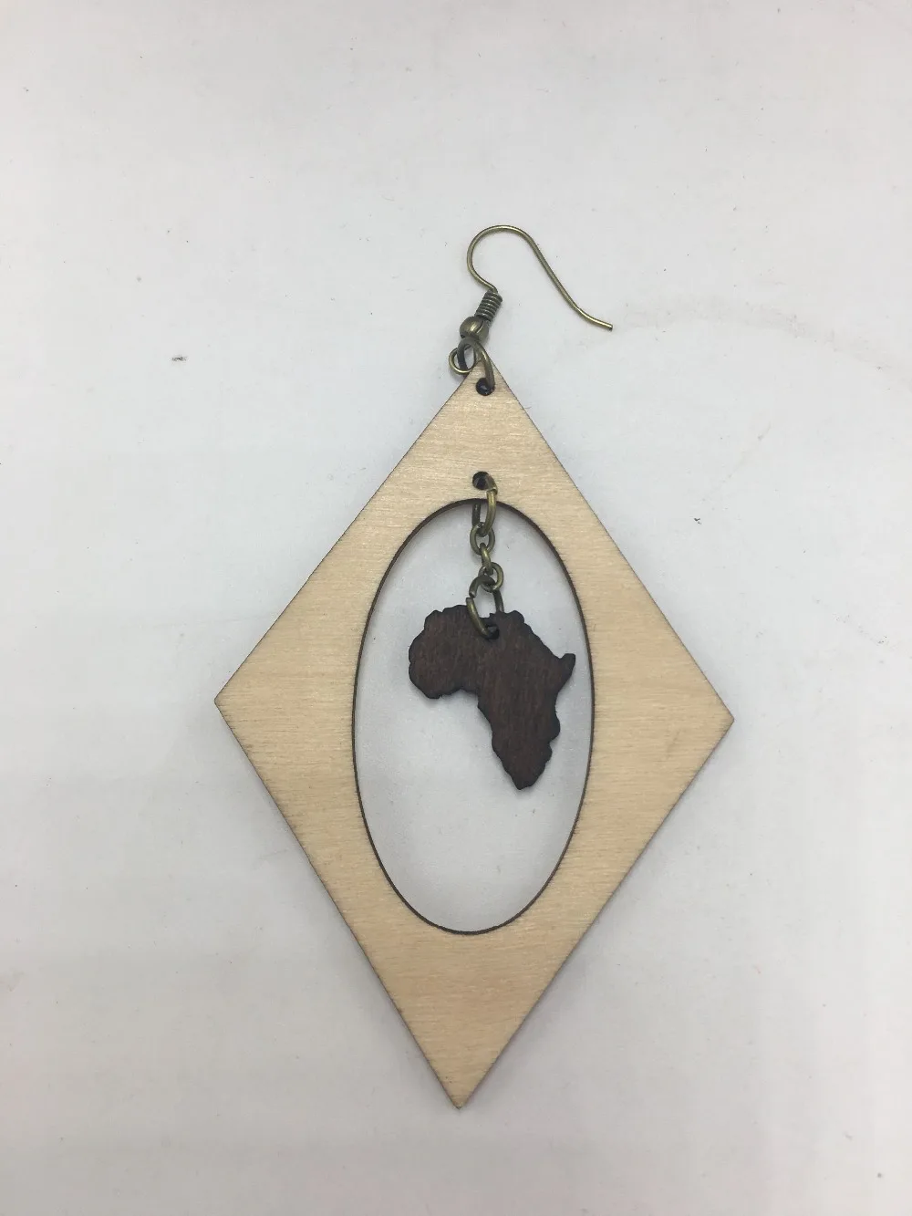 5pairs/lot 2017 Unfinished African Map Wood Earrings in Drop Earrings