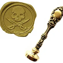 Изображение на заказ логотип винтажный череп крест меч Персонализированные Роскошные восковые уплотнения штамп латунный Павлин металлическая ручка подарочный набор