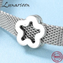 Горячая Распродажа, Стерлинговое Серебро 925 пробы, полые маленькие клипсы в виде цветка, подвески, бусины, подходят к оригинальному отраженному браслету с зажимом для изготовления ювелирных изделий