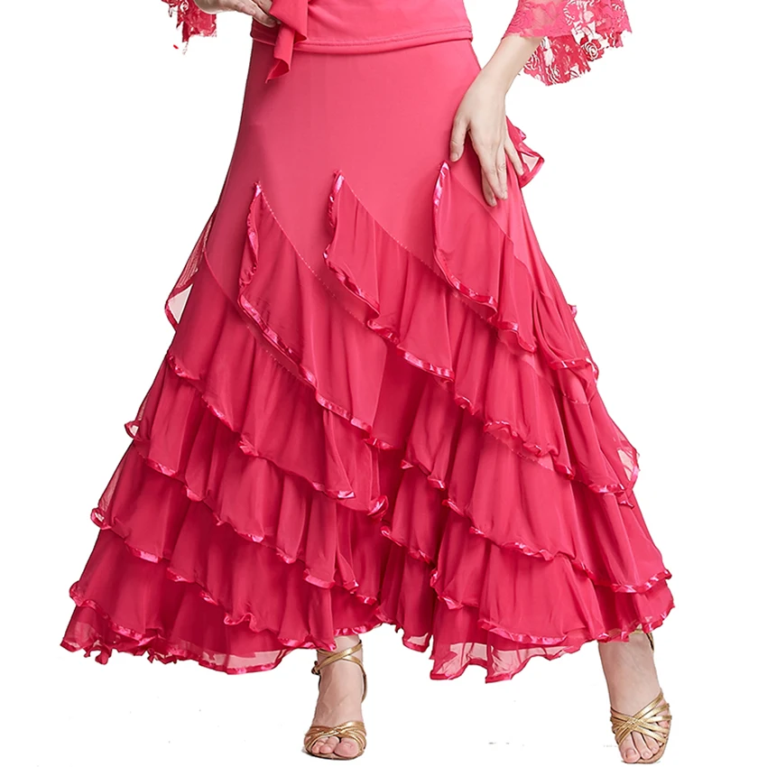 Ballroom Dance skirt Flower Long length frill spread Hem elegant Modern