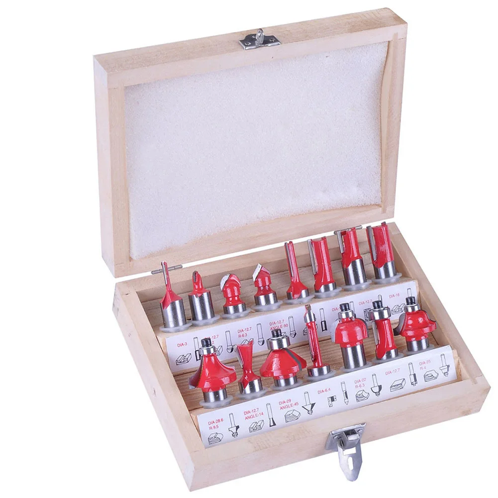 

15 Pcs Router Bit Set 1/4-inch Shank Diameter Milling Cutter Set Profile Carbide Woodworking Tool MJJ88