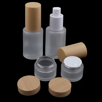 

Empty Semitransparent Cream Jars Sample Vials Glass Containers with Lids Refillable Bottles Makeup Tool Kits (4Pcs)