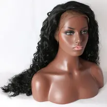 Bombshell черный Bouncy кудрявый синтетический ручной шнурок Передний парик термостойкие волокна волос натуральный волос часть для женщин