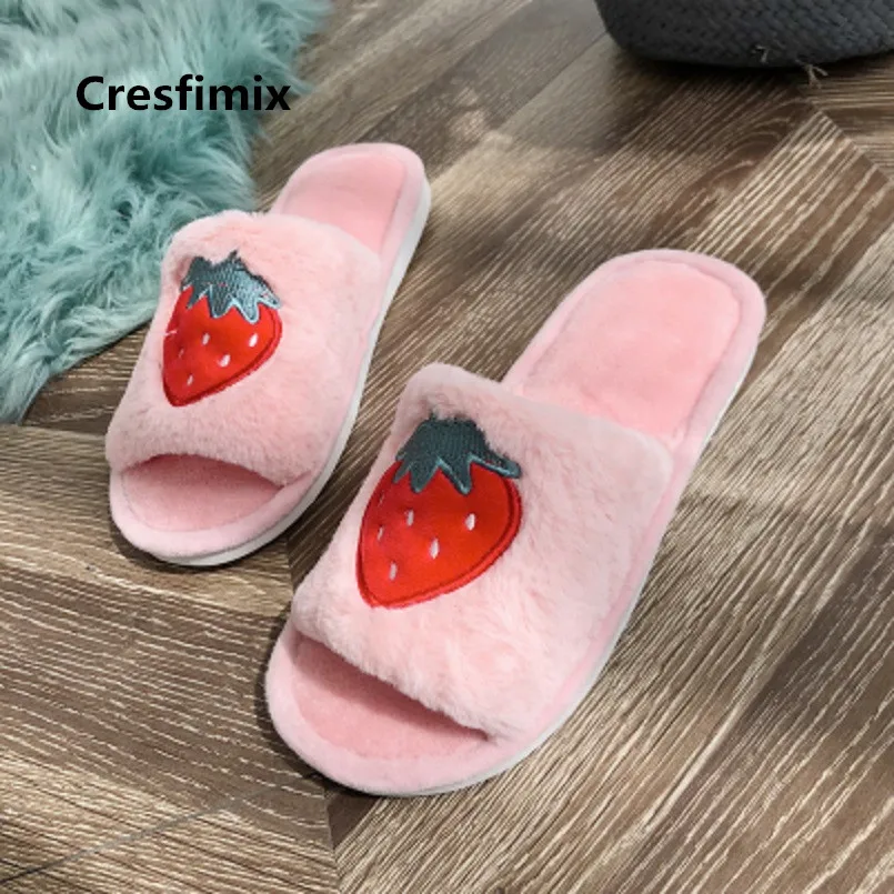 

Cresfimix Vrouwen Pantoffels Women Fashion Light Weight Fruit Printed Slippers Lady Cute Comfortable Winter Warm Slippers C3599