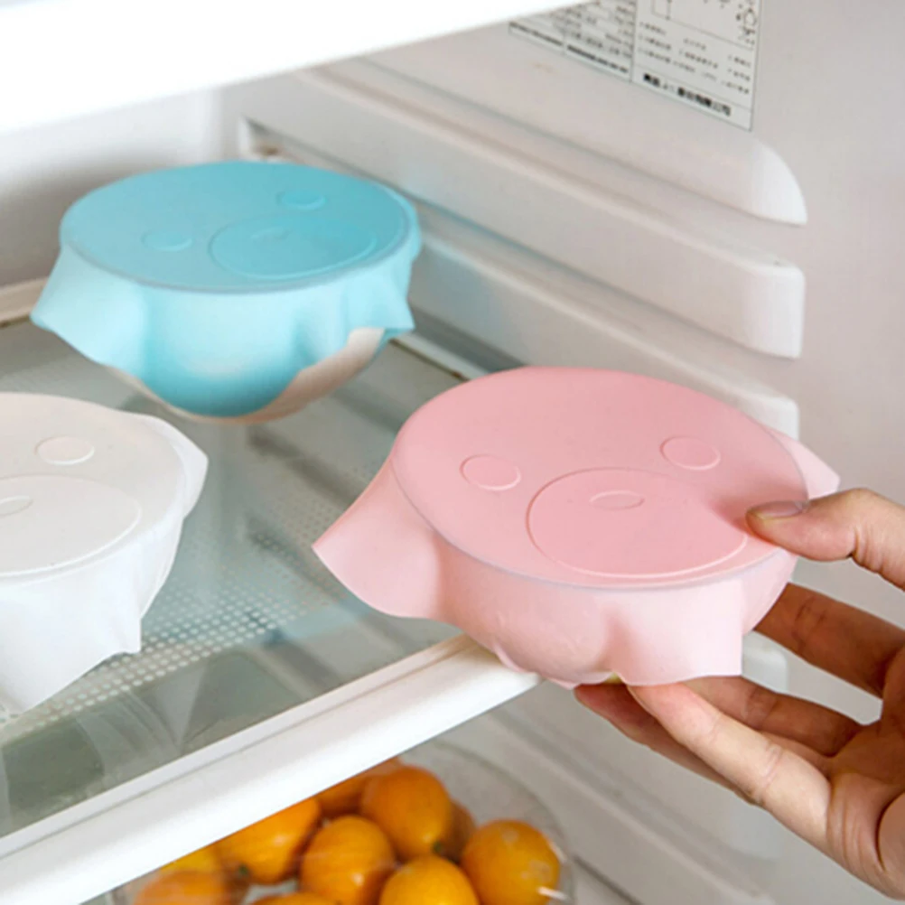 

MENGXIANG 1pcs Cute Multi-Functional Reusable Silicone Refrigerator Food Storage Cover Saran Wrap Cling Film 18 x 18cm