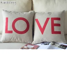 LOVE Pattern Nordic Style Cushion Cover Dog Cotton Linen Spring Pillow Covers Decorative Pillowcase For Sofa Car Coussin Jaune