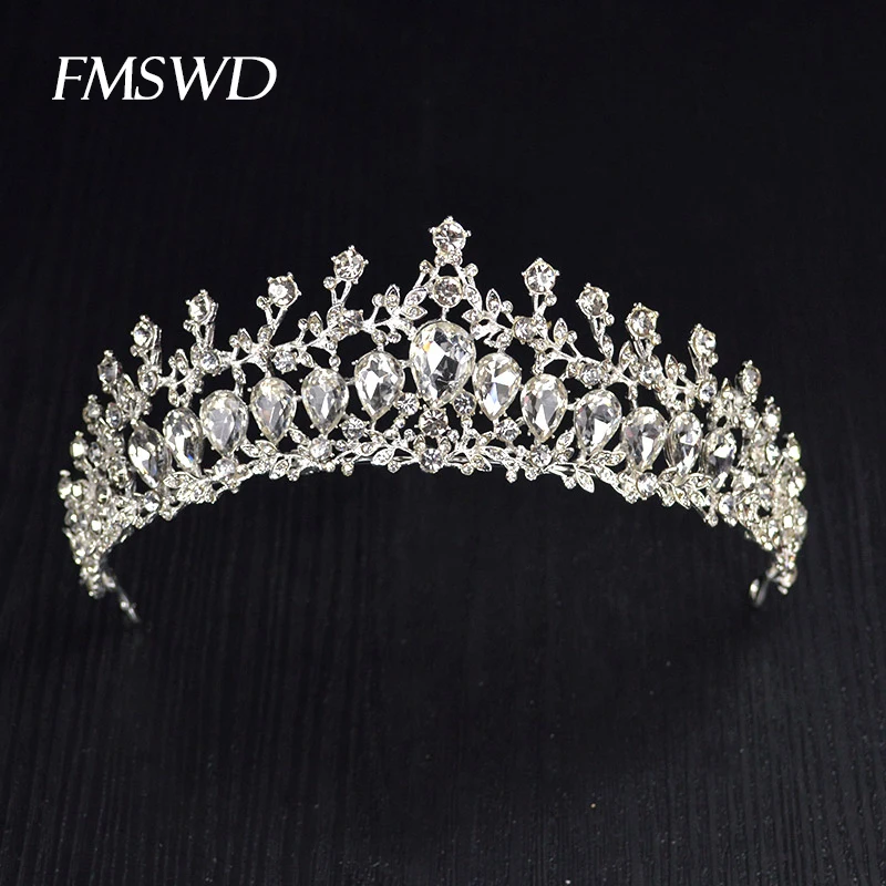 

New Fashion Silver Gold Color Rhinestone Crown Bride Crystal tiara For Bride Wedding Headpiece Hair Accessories Headdress HG-042
