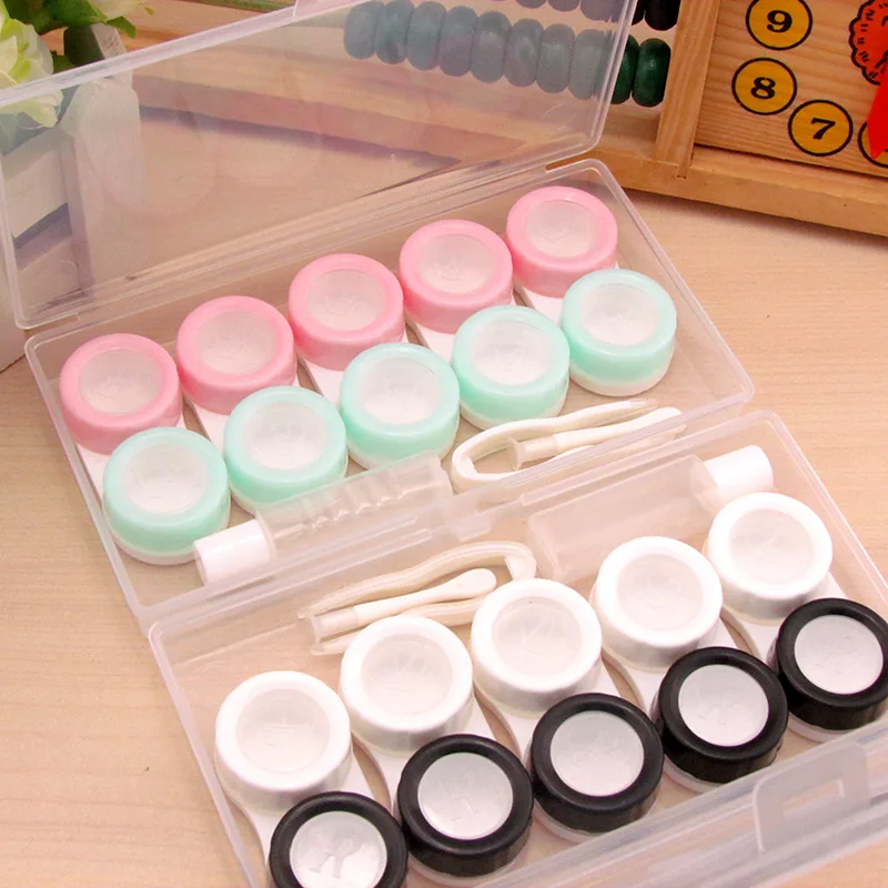 6set(30pc)/lot Color simple Multi contact lenses case / companion box