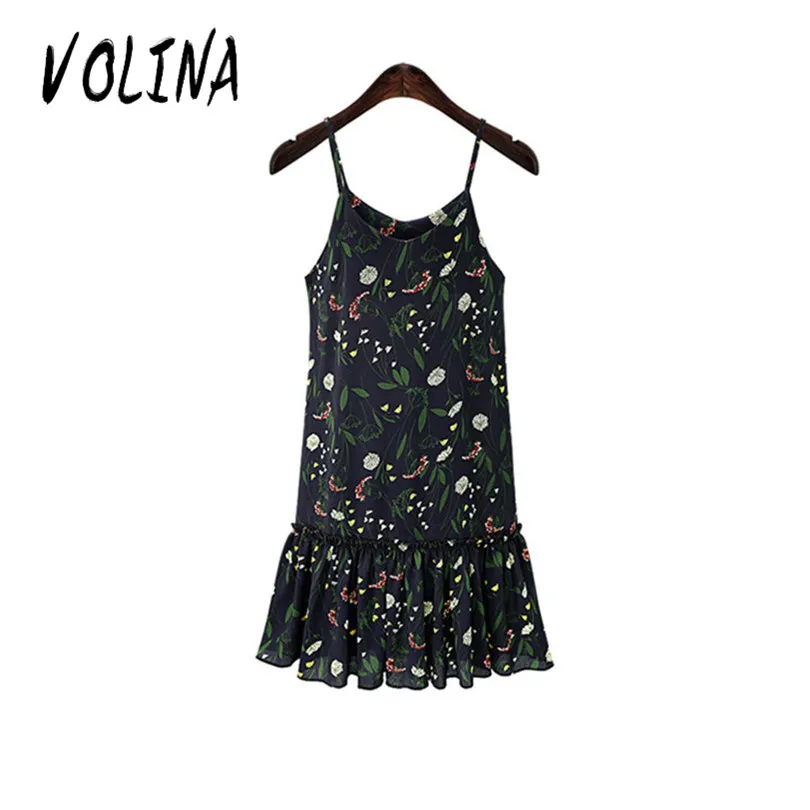 VOLINA 2017 женщин dress Casual Шифон большой размер vestidos летние платья для мода свободные