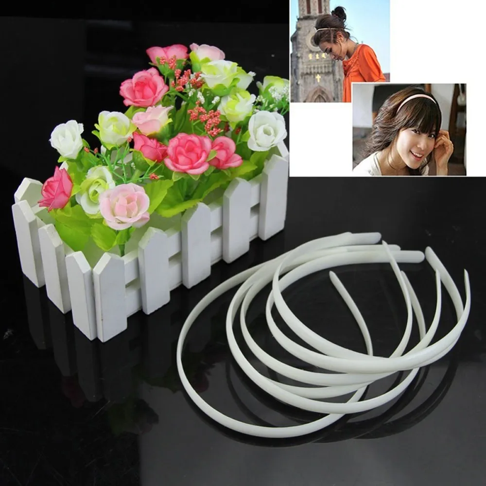 

Hot Sale Fashion Women 10pc White Fashion Plain Lady Plastic Hair Band Headband No Teeth Hair Band Hair DIY Tool Plain Lady