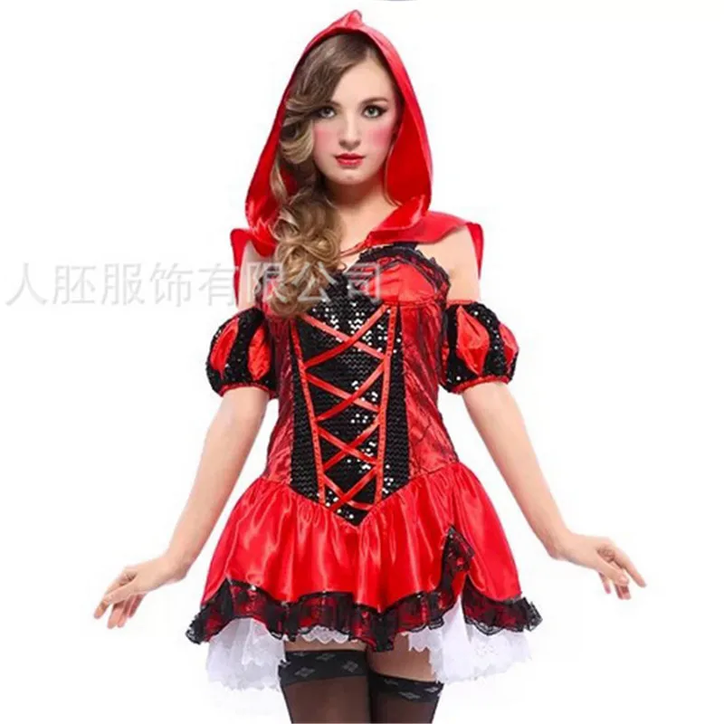 High Quality Sexy Adult Little Red Riding Hood Costume Party Red