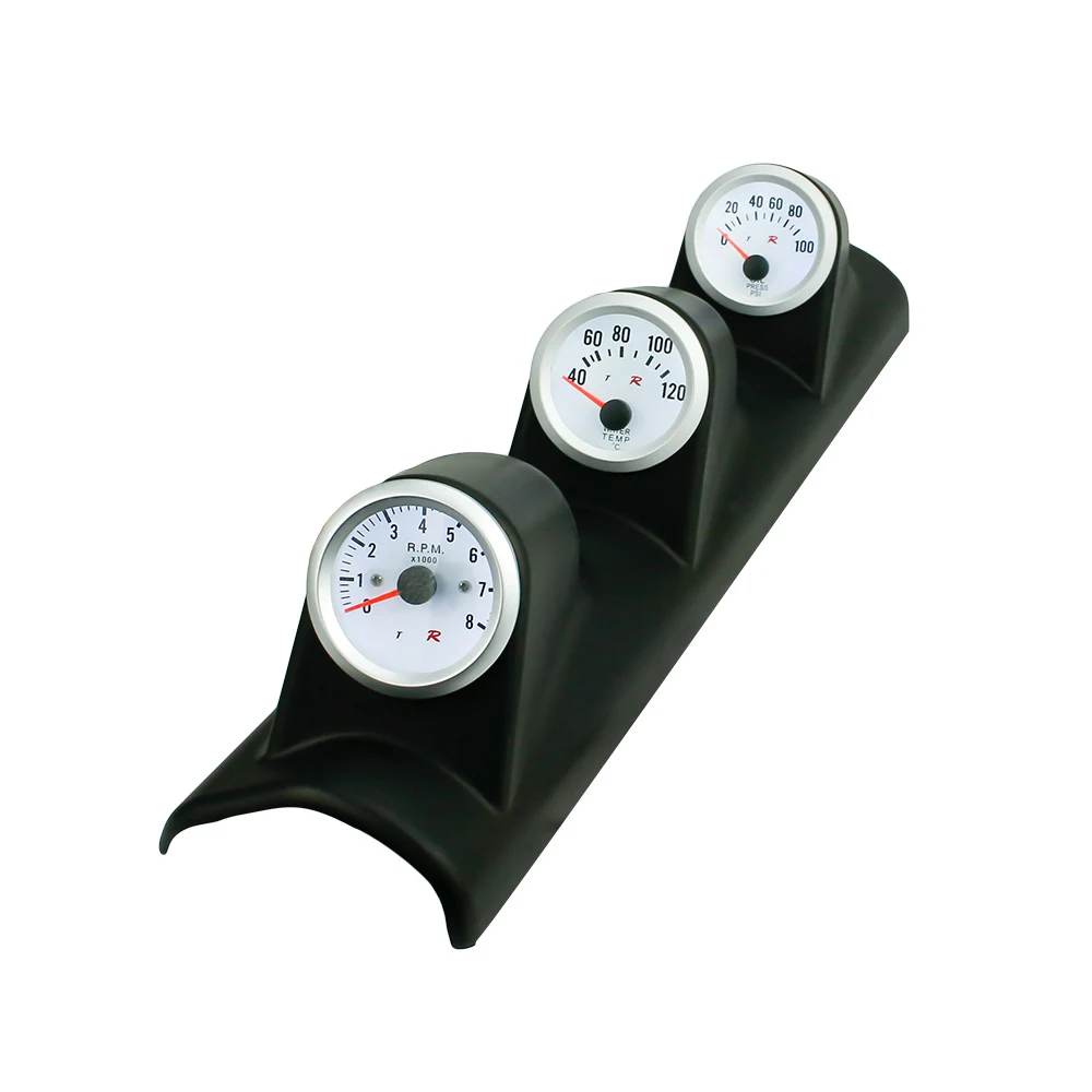 2" 52MM Triple Gauge Kit Left hand Auto Tachometer RPM+Water Temp