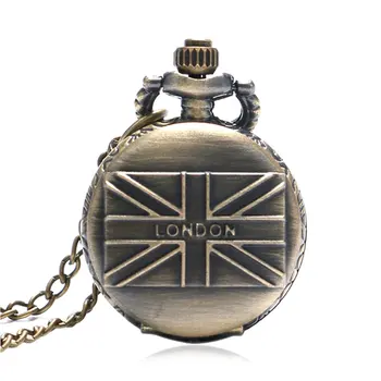 

London Letter England UK Flag Design Pocket Watch Men Women Gift Relogio Masculino Small