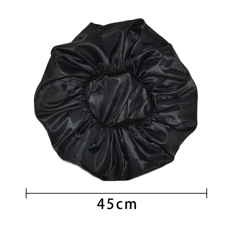 Super Big Size Beauty Salon Cap Satin Bannet Cap Sleep Night Cap Head Cover Bonnet Hat For For Curly Springy Hair Black Color