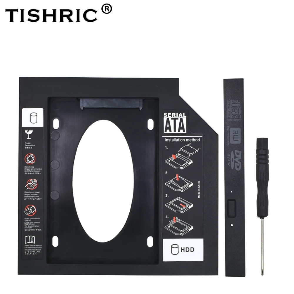 TISHRIC Универсальный SATA 3,0 2nd HDD Caddy 12,7 мм Optibay для 2," 2 ТБ SSD HD Жесткий диск чехол Корпус для ноутбука CD DVD rom