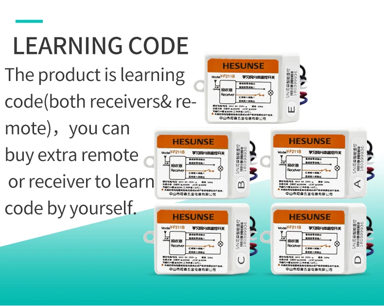 Y-F211B 1005 Вт 1N5 Hesunse Пять способов RF беспроводной пульт дистанционного управления 433 МГц