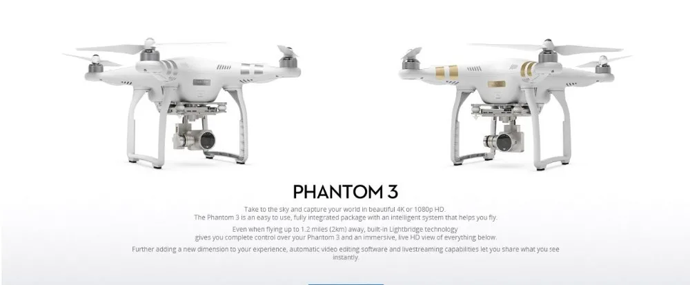 DJI Phantom 3 Professional Rc Drone With 4K Full HD Camera Build In GPS System FPV Live HD Video View Quadcopter