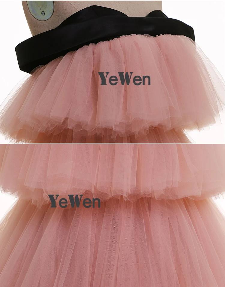 long gown YeWen 2020 Off The Shoulder Cake Shape Pink Sexy A-line Tulle Ball Gown Evening Dress Prom Dresses Vestido De Noiva Real Picture gold evening gowns