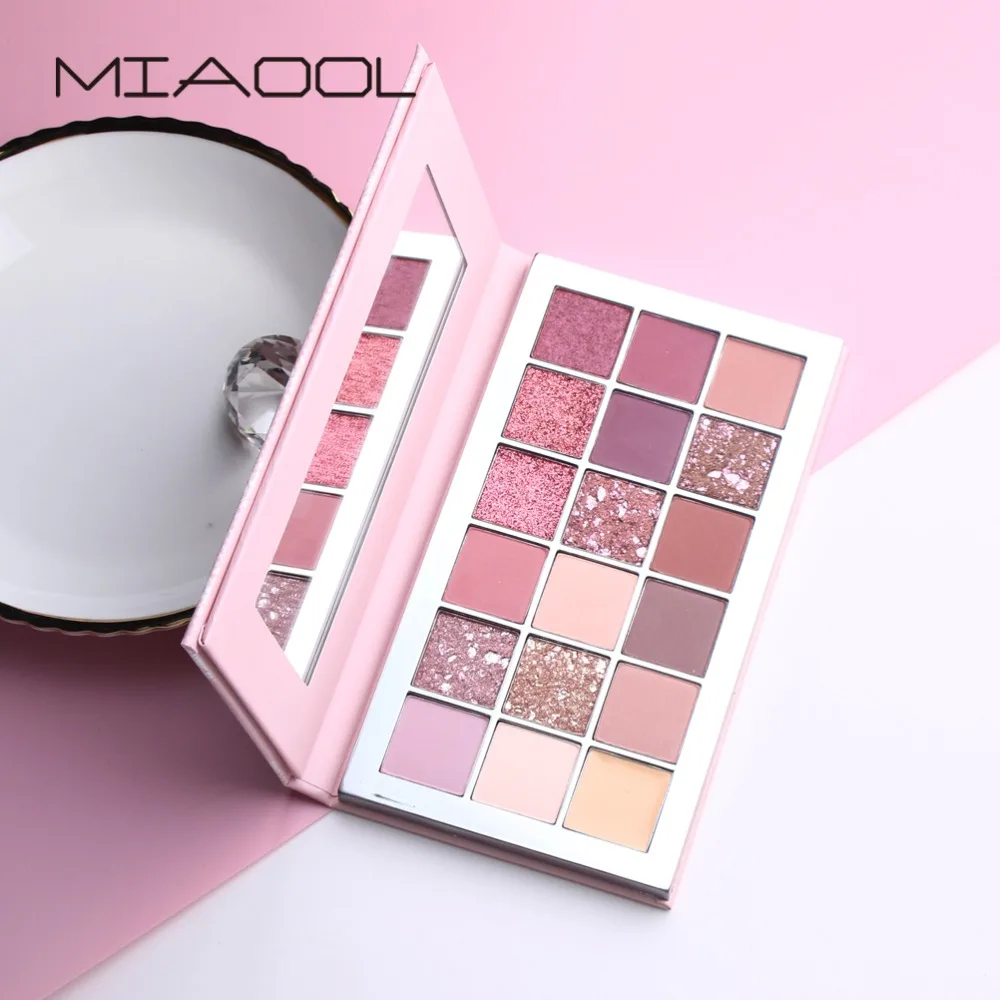 

MIAOOL Diamond Glitter Eyeshadow Palette 18 Colors Warm Gradient Pink Eye shadow Makeup Matte Pigments Nude Eyeshadow Cosmetics