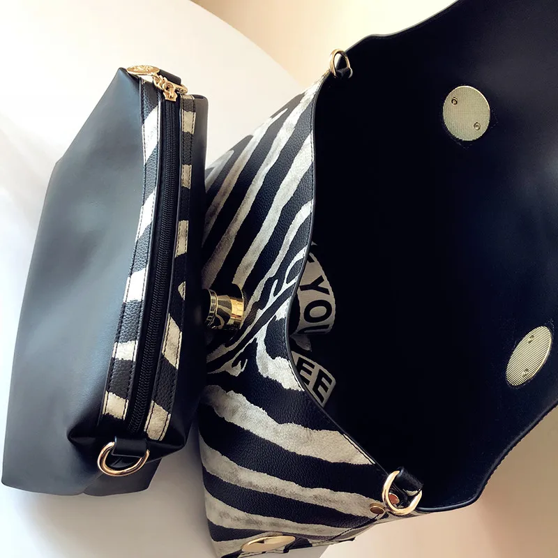 envelope bag stylish female big handbag leisure shoulder bag women zebra grain large capacity pu leather bag for girls tote (3)