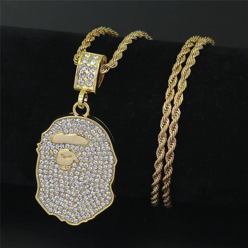 Bnrelease хип хоп Iced Out Quavo чокер Полный Стразы Ape кулон ожерелье Настоящее Bling Rapper ювелирные изделия