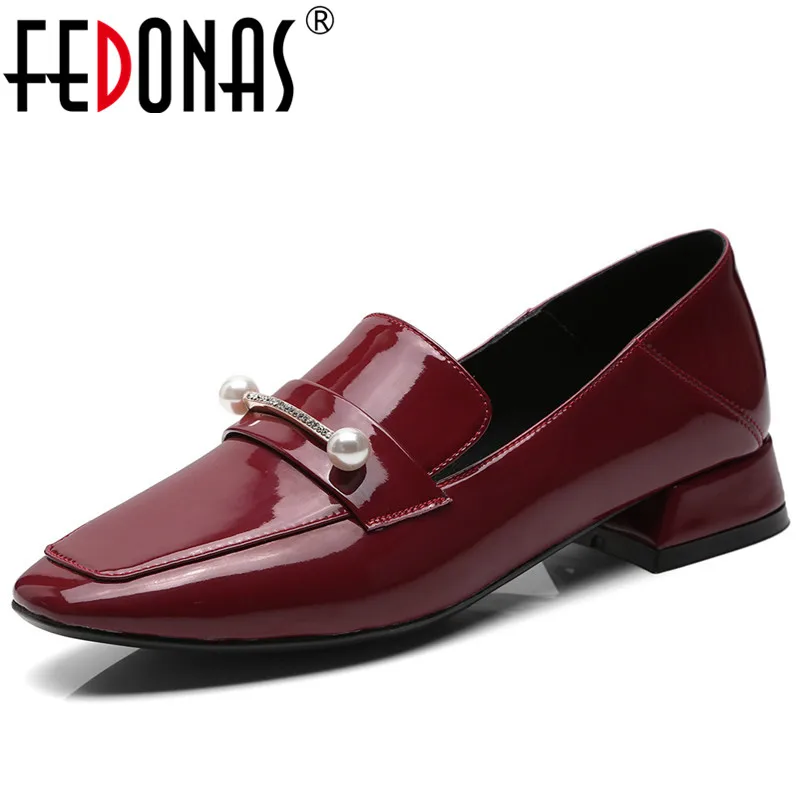 

FEDONAS Brand Shoes Woman High Heels Pumps Nude Beading Patent Leather Shoes Female Prom Night Club Wedding Shoes Retro Pumps