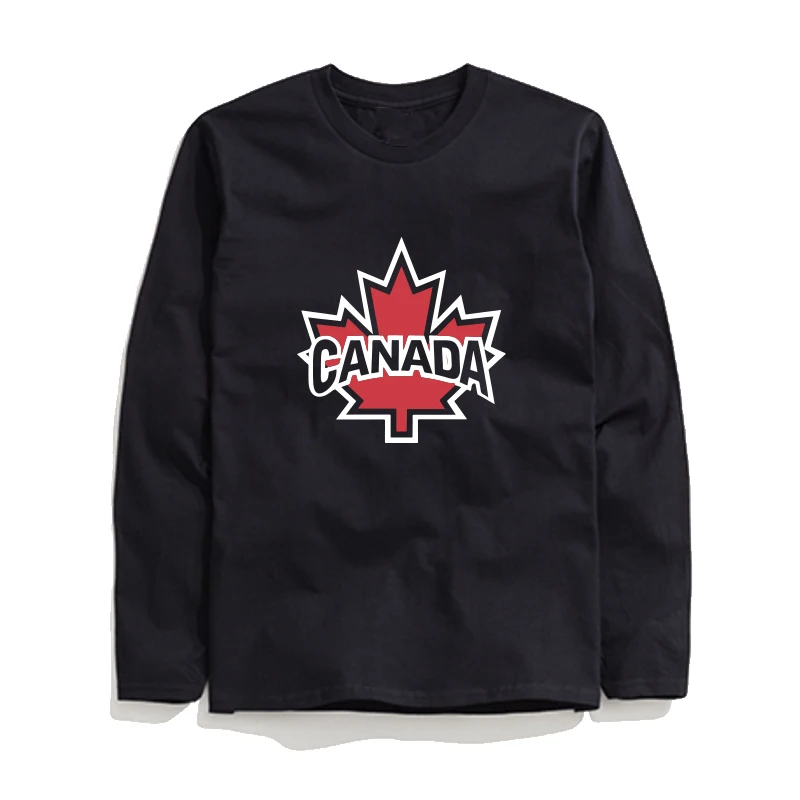 

COOLMIND CA0111L 100% cotton long sleeve canada maple print men T shirt casual cool men Tshirt loose T-shirt tops tee shirt