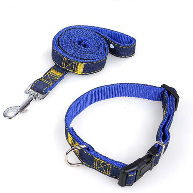 Denim Dog Leads Chest Straps Thick Wearable Traction Rope Dog Collar Leash Set for Pet Puppy Cat Big Medium Small Dog Dropship (11)