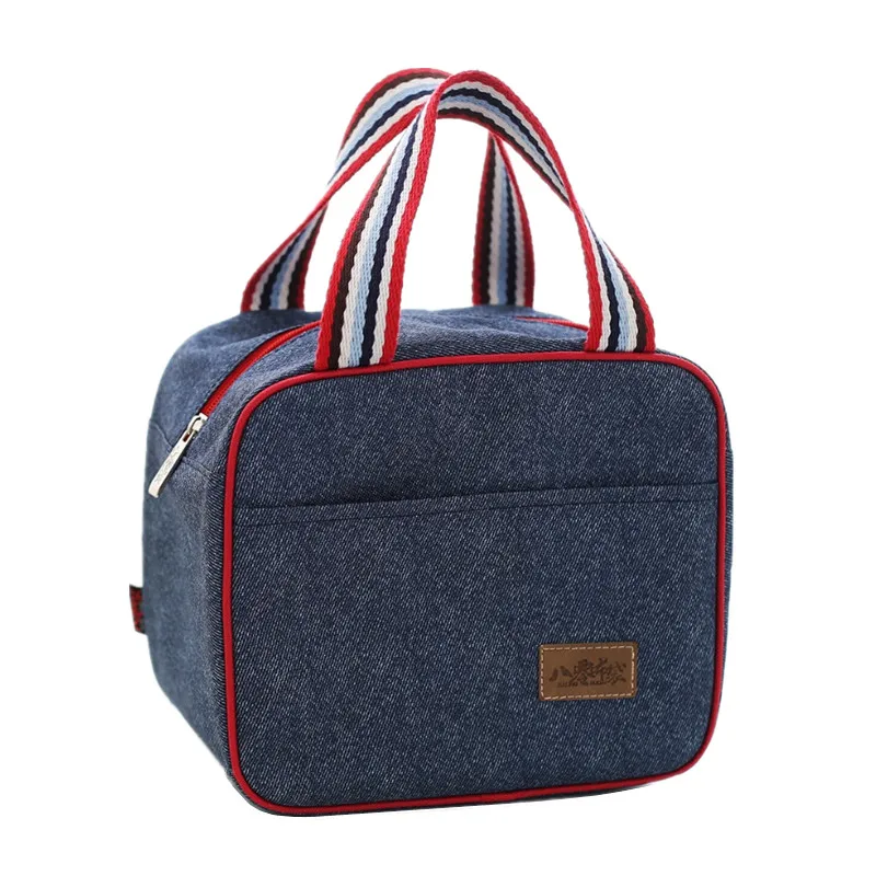 

Denim Handbag Lunch Bag Kid Bento Box Insulated Pack Picnic Food Thermal Ice Cooler Leisure Accessories Supplies Products Stuff