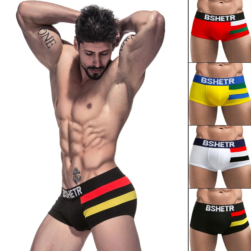 BSHETR 3 шт./лот мужские боксеры набор мужское нижнее белье Homme Cueca трусы гей шорты