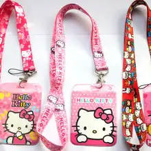 Высокое качество один мультфильм котенок ремешки шеи ремень ID карты мобильный телефон ремень USB держатель значок Веревка Брелок Подарки#676