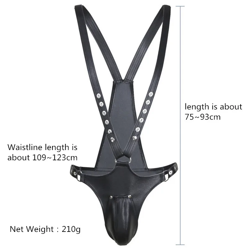 Fetish men latex pants Black Adjustable PU Leather Porno lingerie mens bondage underwear Sexy Costumes Erotic Lingerie