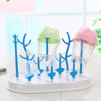

Drying Rack Cups Cartoon Easy Clean Tree Shape Storage Home Holder Non-toxic Baby Bottle Multi Function Feeding Nipple Shelf