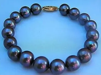 

9-10MM AAA+ TAHITIAN BLACK PEARL BRACELET 8 INCH @^Noble style Natural Fine jewe FREE SHIPPING