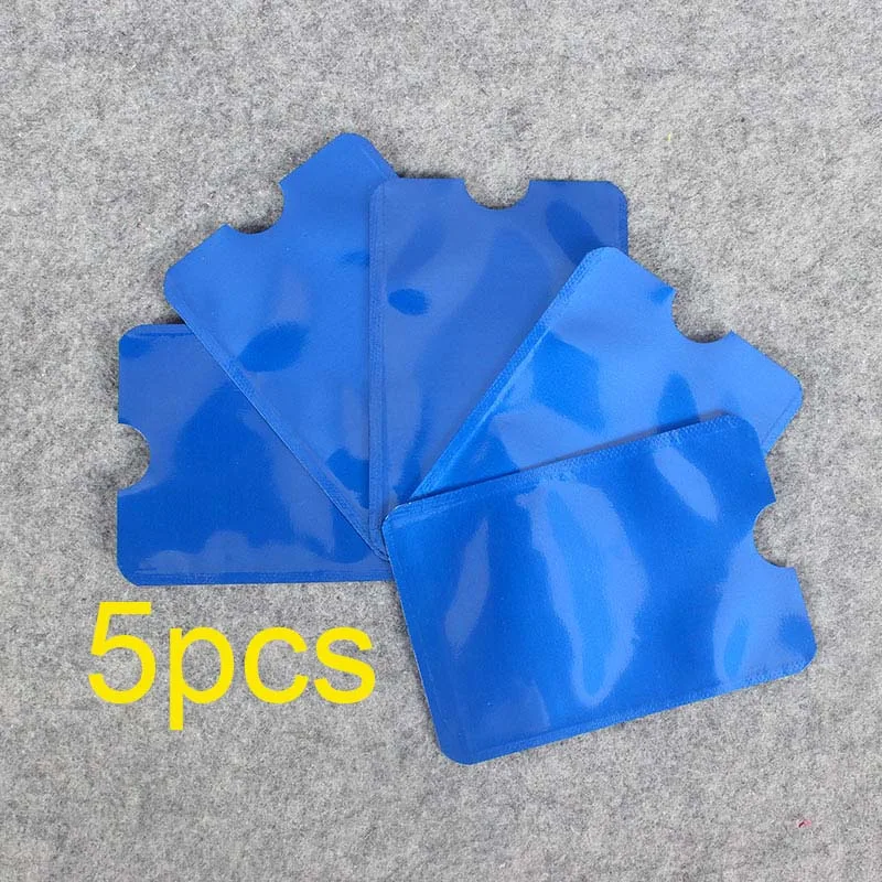 

5pcs Blue Color Anti Rfid Wallet Blocking Reader Lock Bank Card Holder Id Case Protection Metal Credit Card Holder Aluminium