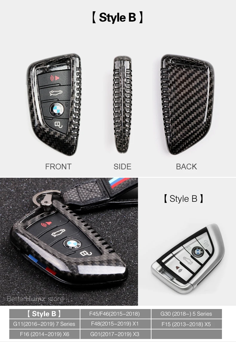 Interior Carbon Fiber Key case Key Chains Holder Car Keyring Keychains Styling For BMW M Sport M5 M6 X1 X3 F30 F34 F48 G30 G01