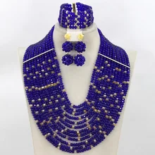 Хрустальные бусы ожерелье набор украшений для костюма свадьба в Африканском нигерийском стиле Бусы Ювелирные наборы свадебный ювелирный набор AMJ576