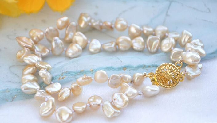 

Hot sell ->@@ > 09590 2strands champagne KESHI REBORN PEARL BRACELET -Top quality free shipping