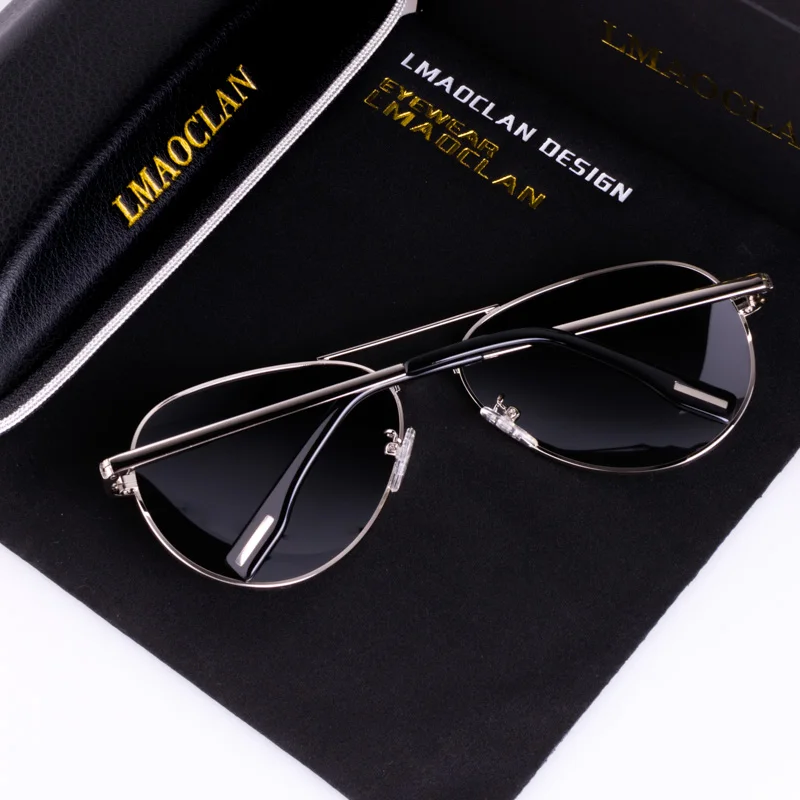 LMAOCLAN HD поляризованные мужские классические солнцезащитные очки брендовый Дизайнер Пилот мужские солнцезащитные очки для вождения винтажные очки оттенки с чехлом