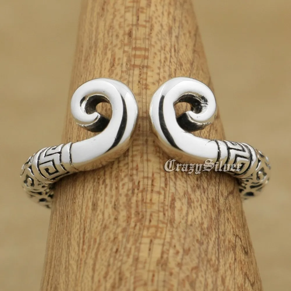 Monkey King Tight Hoop 925 Sterling Silver Mens Biker Punk Ring 9W012