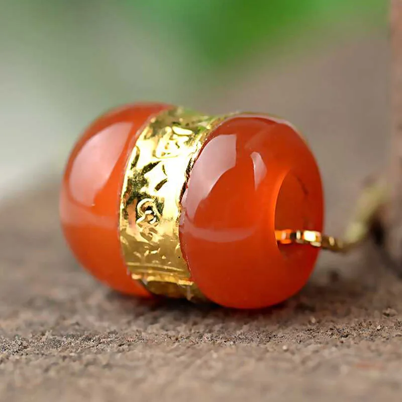Chalcedony Transfer Beads Pendant Gold Jade LuLuTong Necklace Lucky Amulet Lovers Jewelry For Men Women Gift