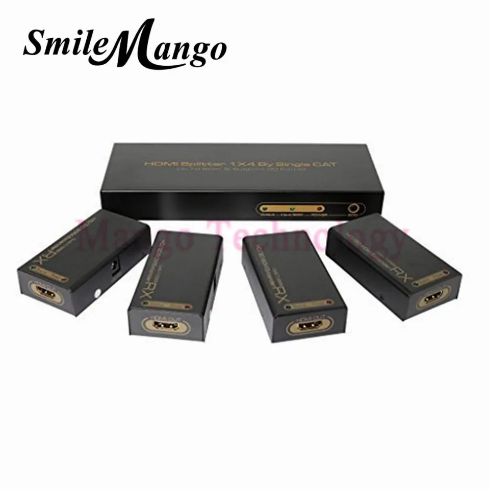 

2018 Splitter Extender 60M by Cat 6/7 HDMI TX and RX Over Ethernet RJ45 Cables Support 3D 1X4 HDMI