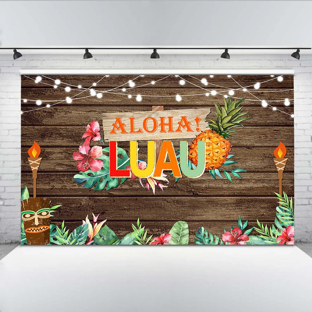 Mehofoto Гавайский Luau Вечеринка фон Aloha день рождения фото винтажный деревянный