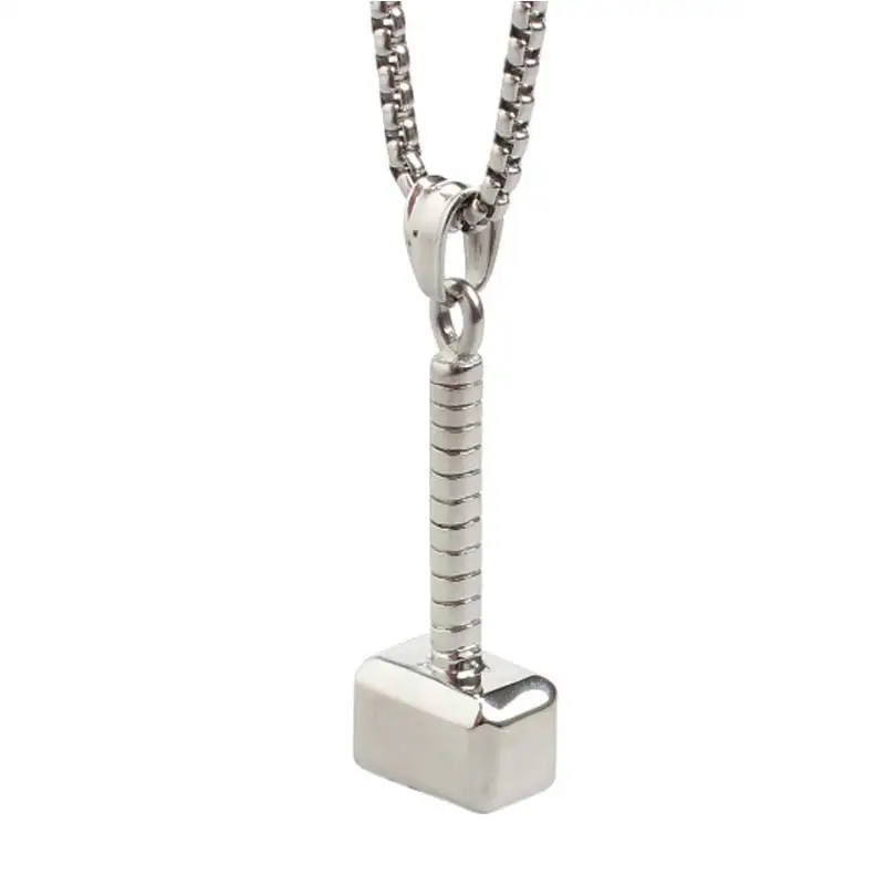 Thor's Hammer Pendant Titanium Necklace for Men Stainless Steel Jewelry Fashion Norse Viking