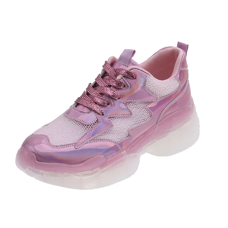

Laser bright dad shoes female mesh breathable 2019 summer new net red super fire fashion sneakers shoes woman