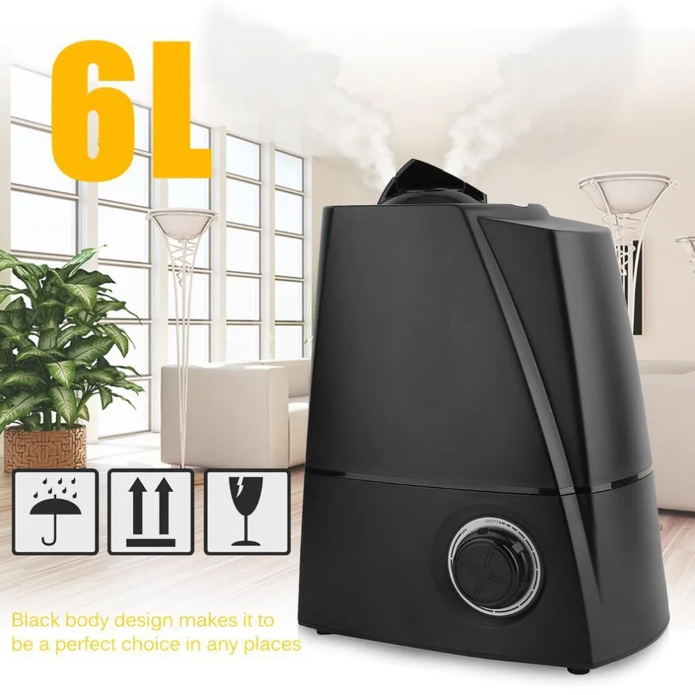 

6L Home Office Air Humidifier Ultrasonic Mechanical Cool Mist Steam Nebuliser Quiet Diffuser Air Purifier Mist Maker AU Plug