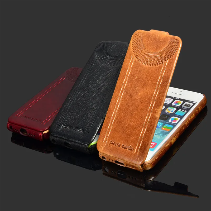 Acheter Flip Véritable Étui En Cuir Pour iPhone 8 7 Plus 5 5S SE 6 6 s 6 6 s Plus De Luxe Téléphone Couverture Arrière Cas Avec Mode Pierre Cardin