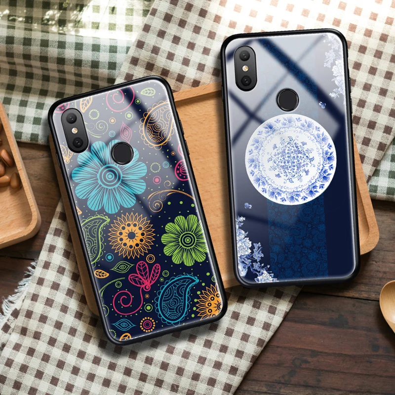 

Zerrul Tempered Glass Phone Case For Xiaomi mi 9 8 se lite Mix 2 3 Chinese Style For Redmi Note 7 pro 6a Luxury Silicone Cases